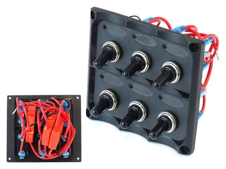 Panel przełączników 12V SPST/ON-OFFx6, 3B 15A IP68
