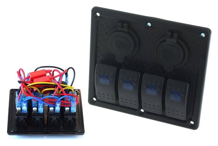 Przełącznik ON-OFFx5, 1xZ, 2xUSB 3.1A , 2xB 15A Niebieski