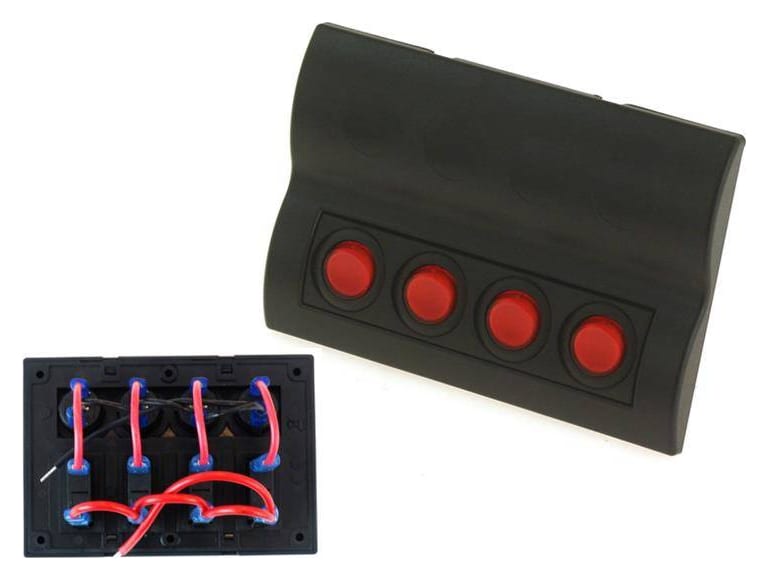 Przełączniki 12/24V IP68 ON-OFFx4, 4xB 2x5A 1x10A 1x15A, LED IP68
