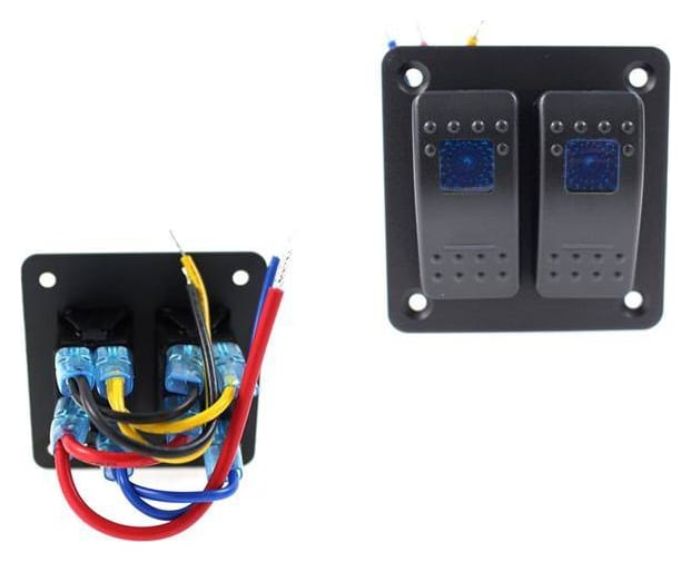Włącznik panel Alu, ON/OFFx2 Blue