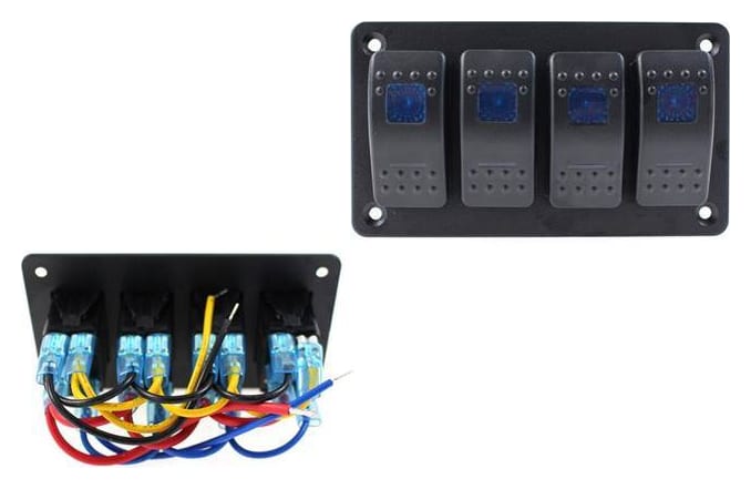 Włącznik panel Alu, ON/OFFx4 Blue