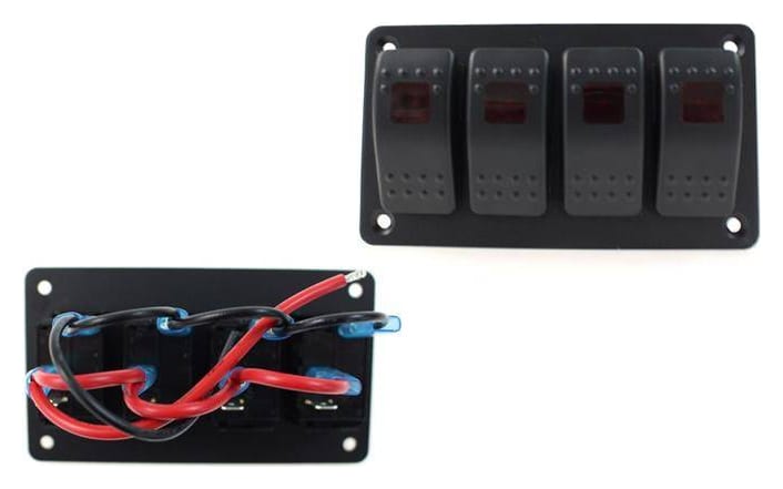 Włącznik panel Alu, ON/OFFx4 Red