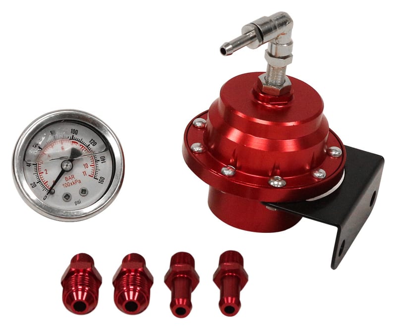 Regulator ciśnienia paliwa TurboWorks Racing AN6 + zegar Czerwony
