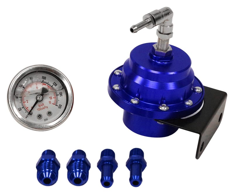 Regulator ciśnienia paliwa TurboWorks Racing AN6 + zegar Niebieski