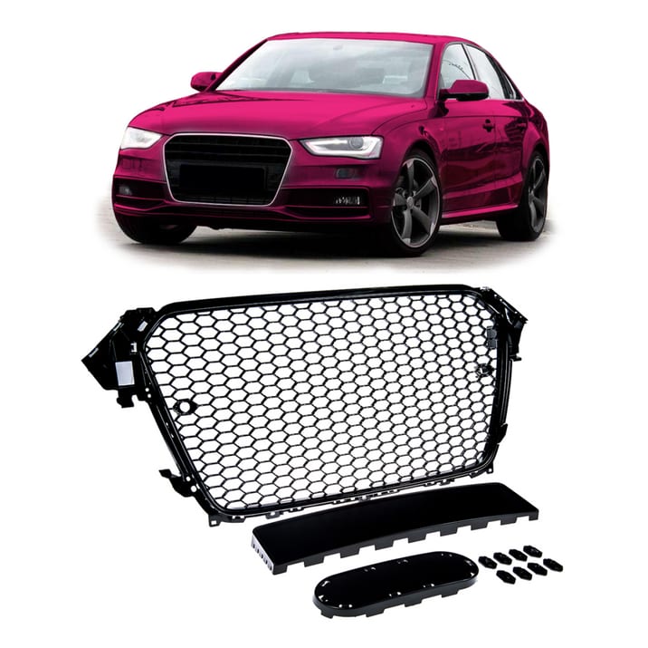 Grill Audi A4 B8 Facelift Gloss Black PDC