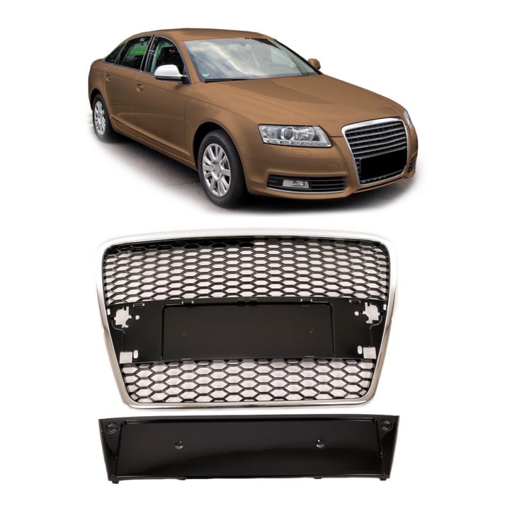 Grill Audi A6 C6 Chrome & Gloss Black