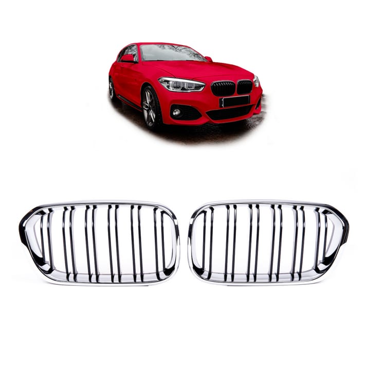 Grill BMW 1 F20 F21 Facelift podwójne żeberka Chrome & Black