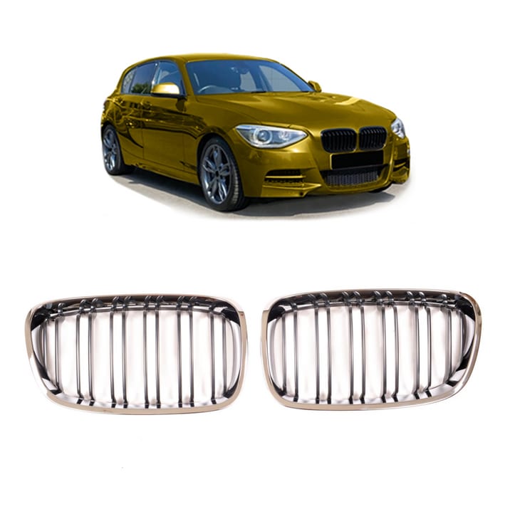Grill BMW 1 F20 F21 podwójne żeberka Chrome & Black