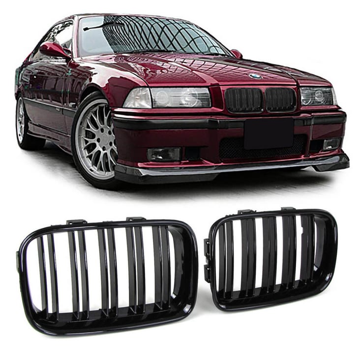 Grill BMW 3 E36 Facelift Compact podwójne żeberka Gloss Black