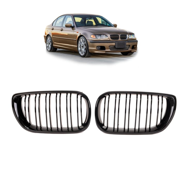 Grill BMW 3 E46 Facelift Compact podwójne żeberka Gloss Black
