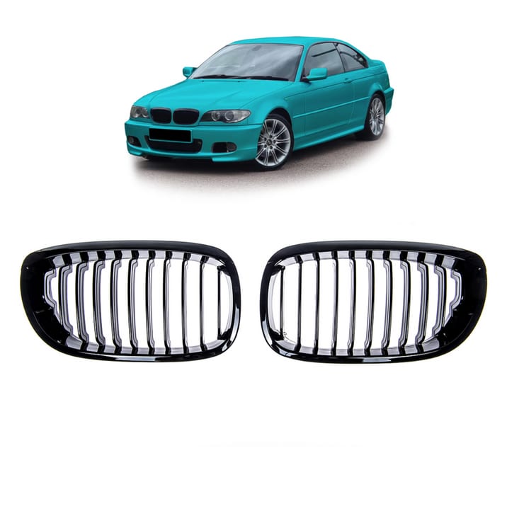 Grill BMW 3 E46 Facelift pojedyncze żeberka Gloss Black
