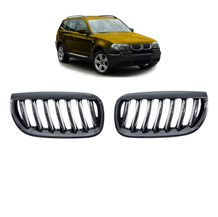 Grill BMW X3 E83 pojedyncze żeberka Gloss Black