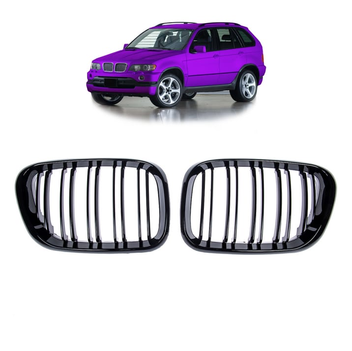Grill BMW X5 E53 podwójne żeberka Gloss Black