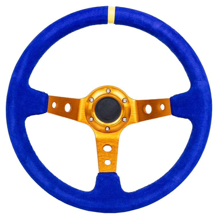 Kierownica Pro 350mm offset:80mm Zamsz Blue