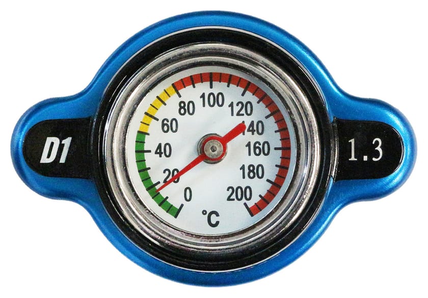Korek wlewu chłodnicy z termometrem D1Spec 15mm 1.3 Bar Niebieski