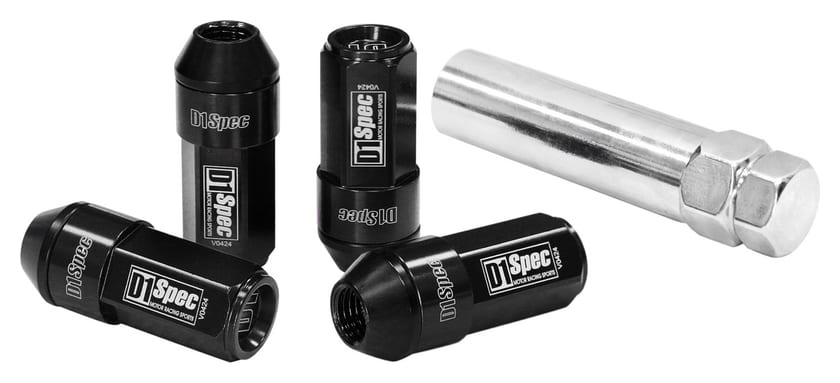 Kute Nakrętki D1Spec 2w1 Stal M12x1,25 54mm Czarne Heptagon