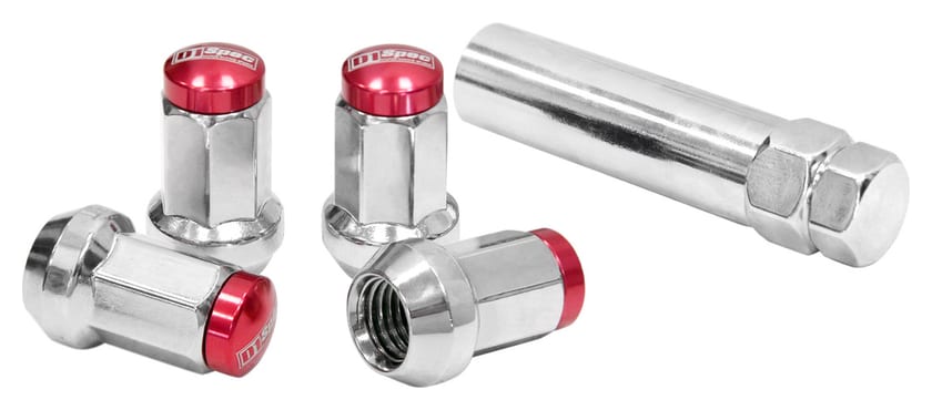 Kute Nakrętki D1Spec Stal M12x1,25 37mm Srebrne/Czerwone