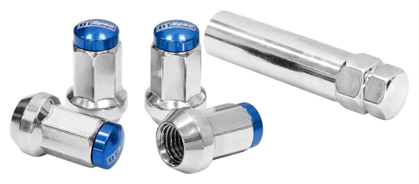 Kute Nakrętki D1Spec Stal M12x1,5 37mm Srebrne/Niebieskie