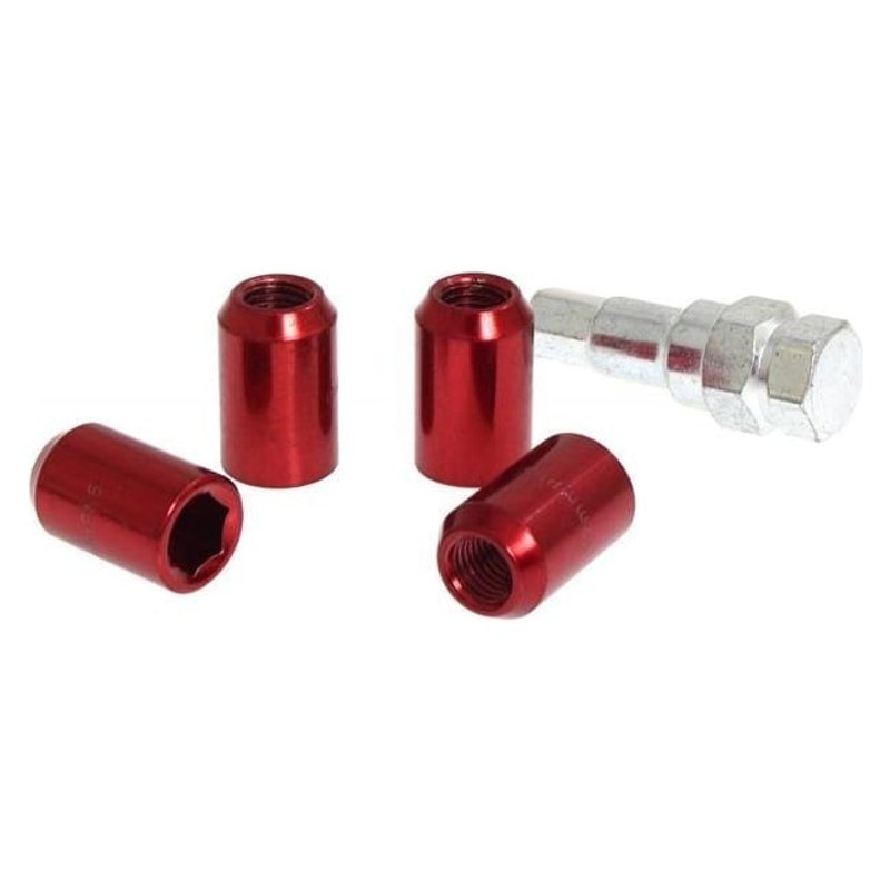 Nakrętki Alu M12x1,25 32mm Czerwone Przelotowe
