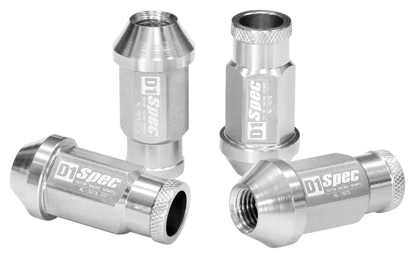 Nakrętki D1Spec Replika Alu Race M12x1,25 50mm Srebrne