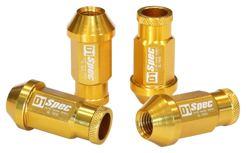 Nakrętki D1Spec Replika Alu Race M12x1,25 50mm Złote