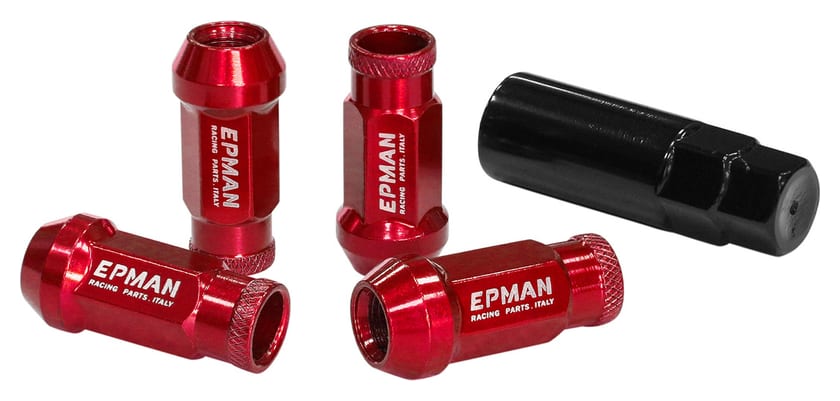 Nakrętki Epman JDM Stal M12x1,5 Stożek 48mm Czerwone