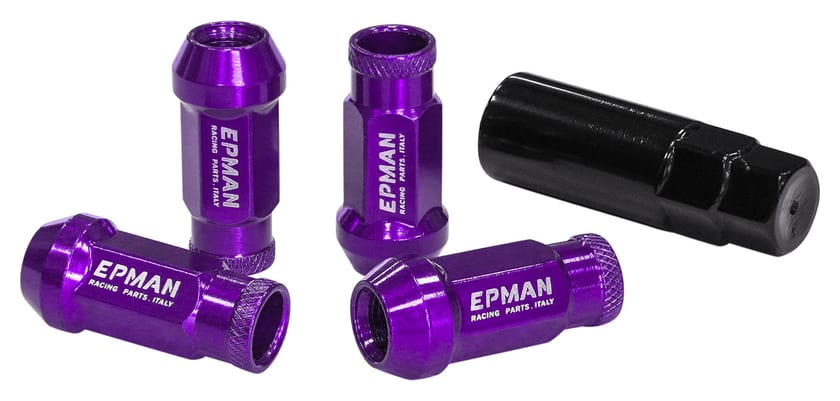 Nakrętki Epman JDM Stal M12x1,5 Stożek 48mm Fioletowe