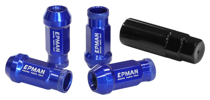 Nakrętki Epman JDM Stal M12x1,5 Stożek 48mm Niebieskie