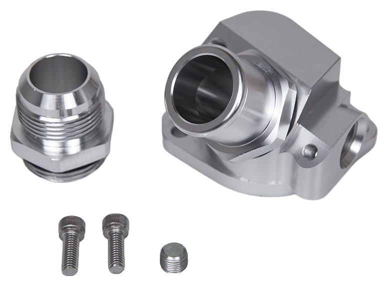 Obudowa termostatu z aluminium billet dla silników Honda serii B i D z wężem silikonowym 1.25" AN16