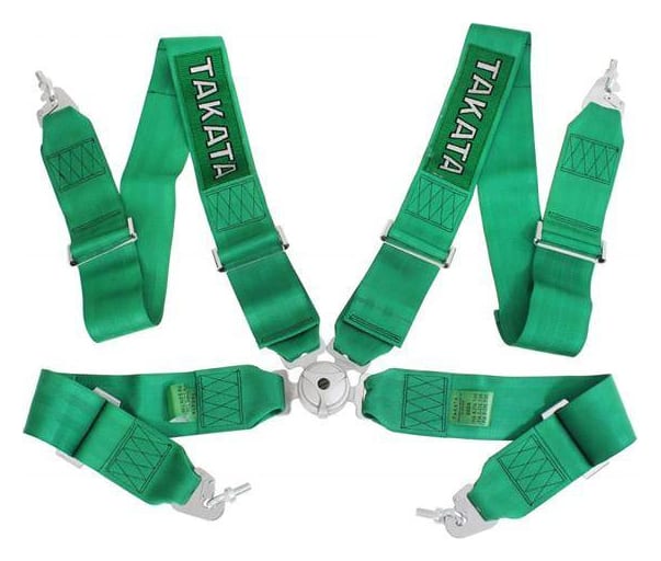 Pasy sportowe 4p 3" Zielone Takata Replica harness