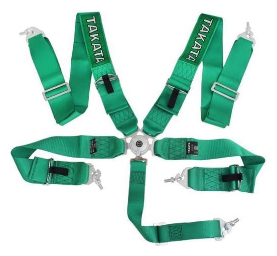 Pasy sportowe 5p 3" Zielone Takata Replica harness