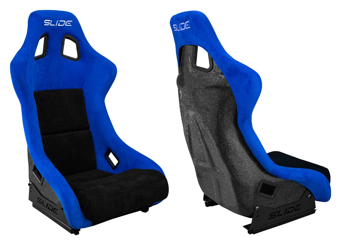 Fotel sportowy SLIDE KS2 Premium Black & Blue Welur Black Glitter