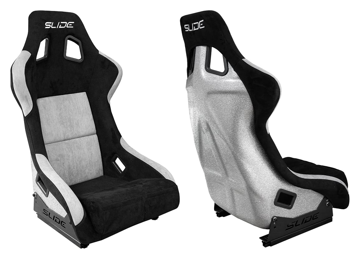 Fotel sportowy SLIDE KS2 Premium Black & Grey Welur Silver Glitter