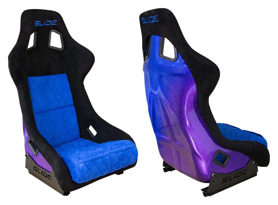 Fotel sportowy SLIDE KS2 Premium Black & Quilted Blue Welur Purple-Blue Glitter