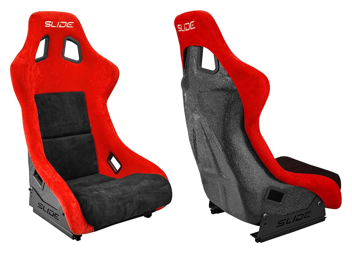 Fotel sportowy SLIDE KS2 Premium Black & Red Welur Black Glitter