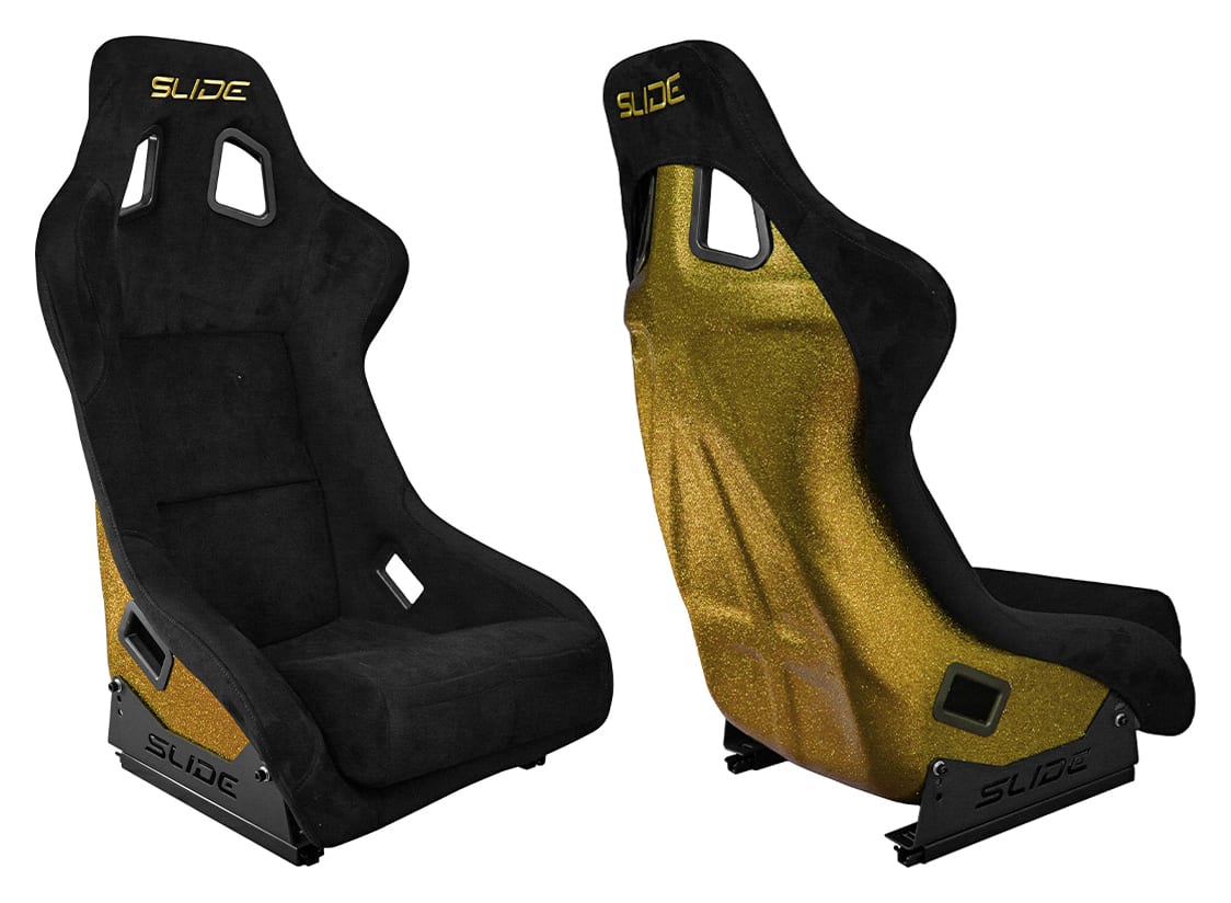 Fotel sportowy SLIDE KS2 Premium Black Welur Gold Glitter