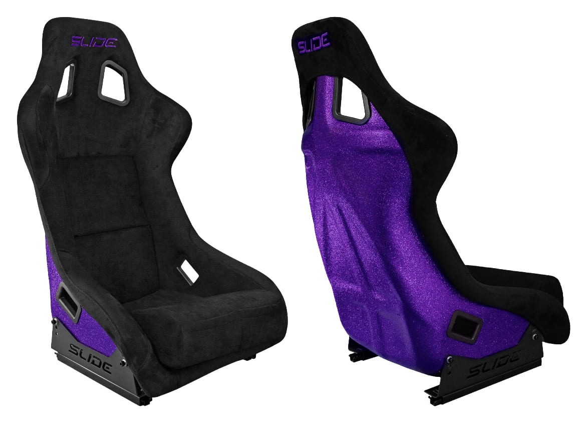 Fotel sportowy SLIDE KS2 Premium Black Welur Purple Glitter