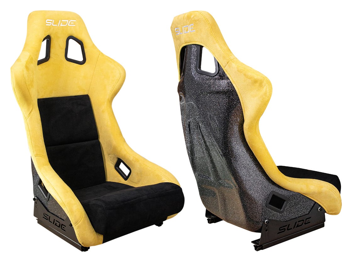 Fotel sportowy SLIDE KS2 Premium Black & Yellow Welur Black Glitter
