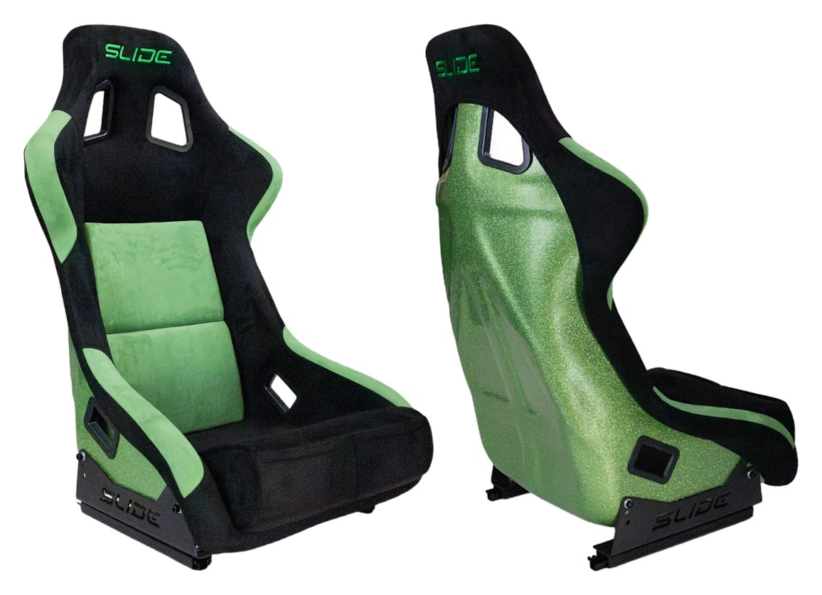 Fotel sportowy SLIDE KS2 Premium Green & Black Welur Green Glitter