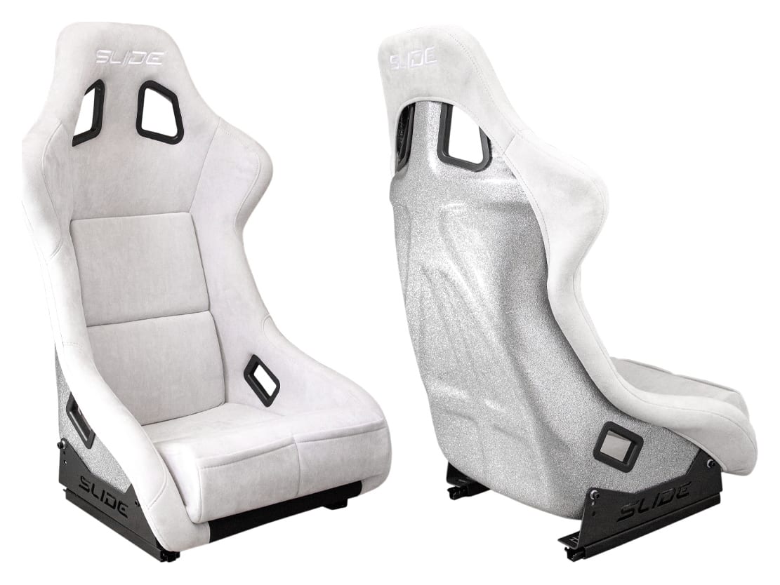 Fotel sportowy SLIDE KS2 Premium Light Grey Welur Silver Glitter