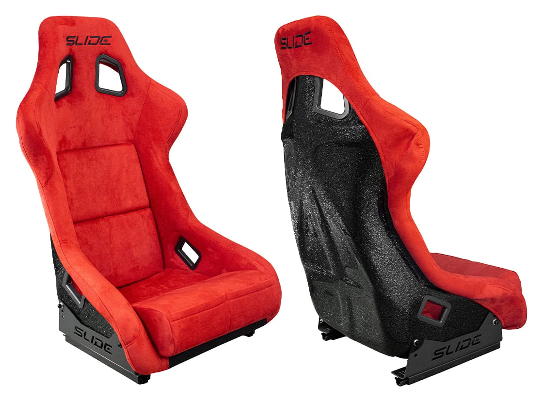 Fotel sportowy SLIDE KS2 Premium Red Welur Black Glitter