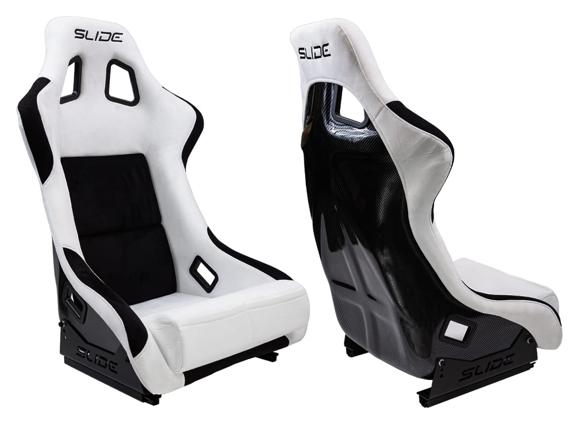 Fotel sportowy SLIDE KS2 Premium White & Black Welur Carbon