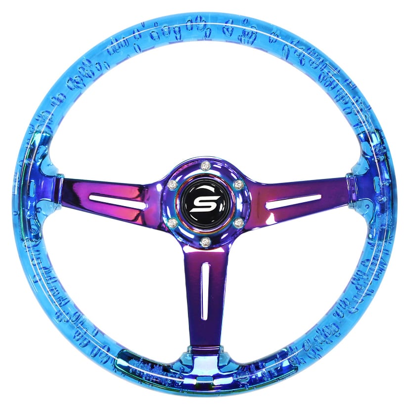 Kierownica SLIDE 350mm offset:70mm NeoChrome Acrylic Blue