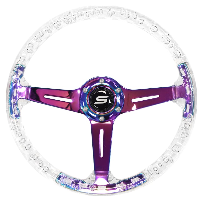 Kierownica SLIDE 350mm offset:70mm NeoChrome Acrylic Clear