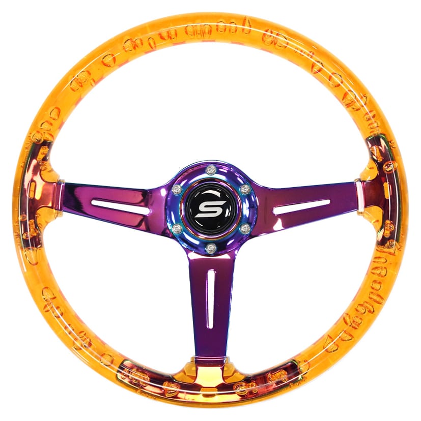 Kierownica SLIDE 350mm offset:70mm NeoChrome Acrylic Orange