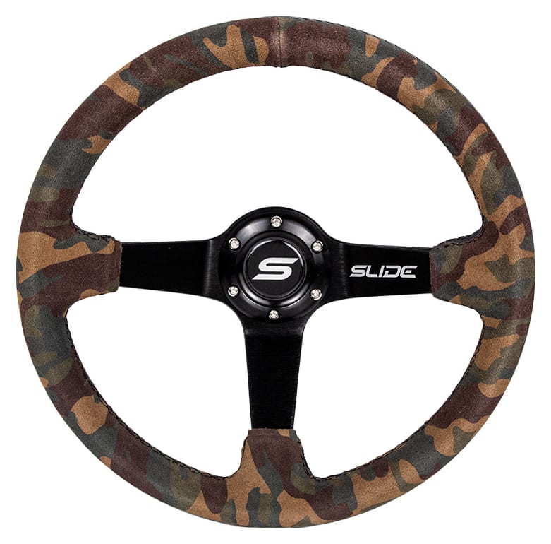 Kierownica SLIDE 350mm offset:80mm Zamsz Camo