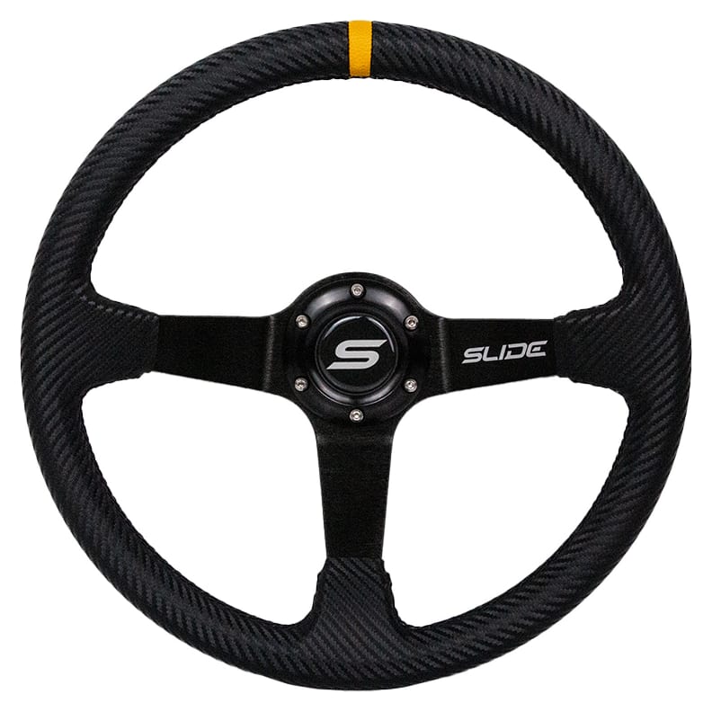 Kierownica SLIDE 350mm offset:90mm Carbon Yellow Strip