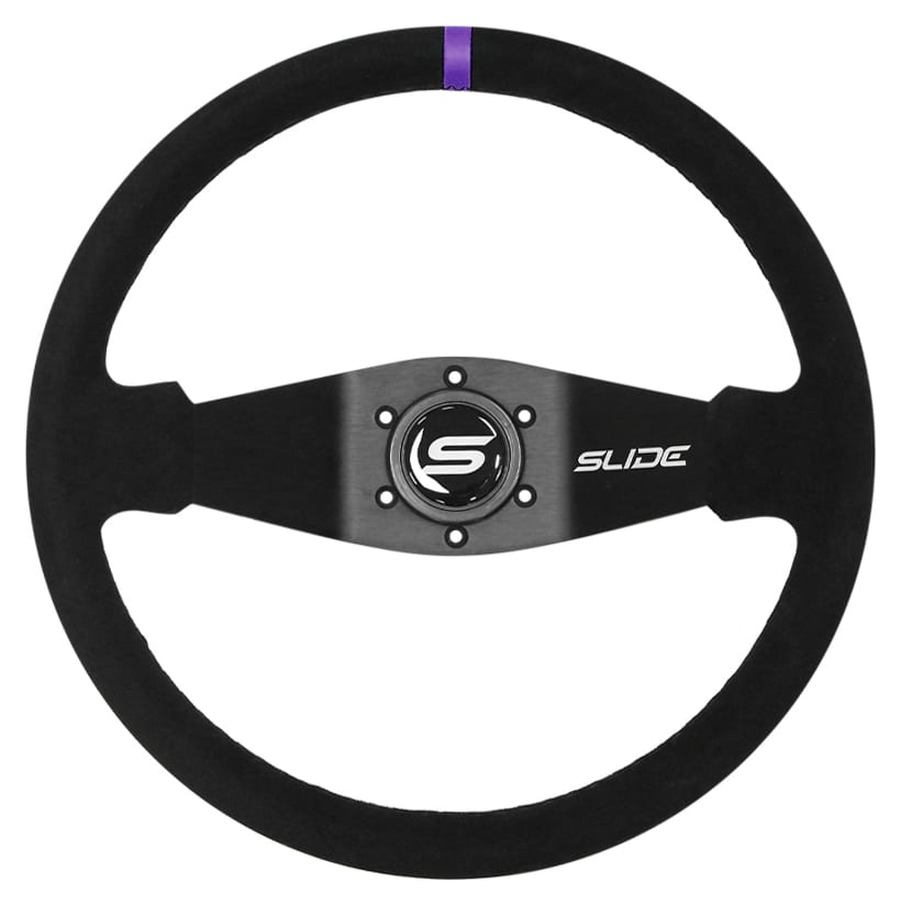 Kierownica SLIDE 350mm offset:90mm Zamsz Purple Strip