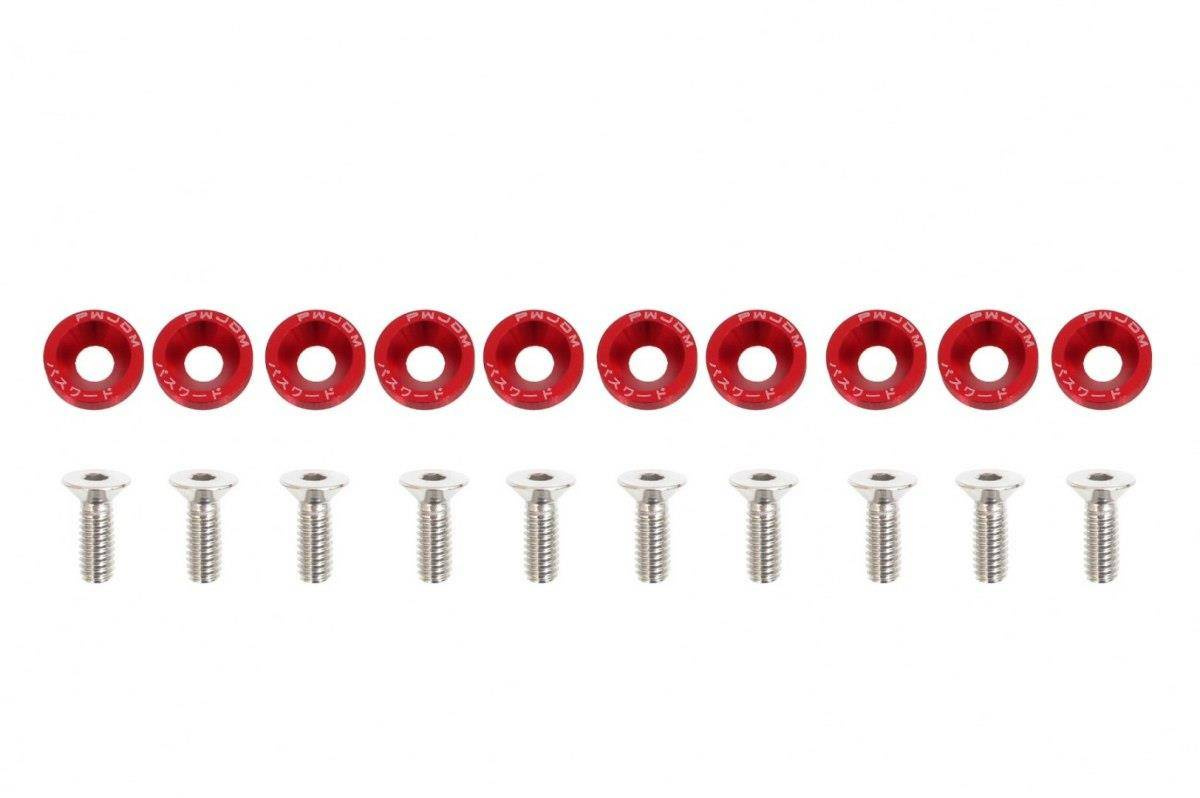 Śrubki, podkładki ozdobne M6x1.0 15mm JDM Red